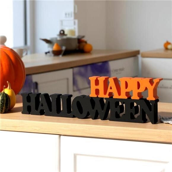 Halloween Table Decorations for Home Happy Halloween Sign Wooden Sign - Picture 1 of 7
